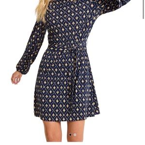 Tommy Bahama Navy and Gold Geometric Dress